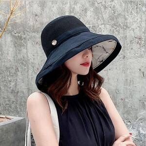 여성 버킷햇 양면 벙거지 여름 썬캡 챙넓은 모자